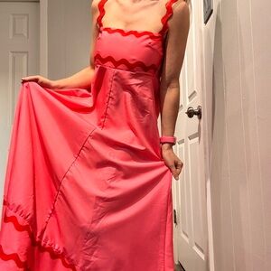 Pink and Red Maxi Dress